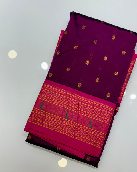 Purple Semi Silk Paithani