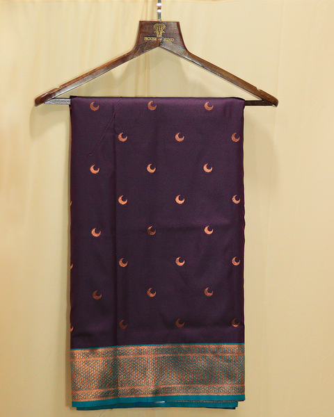 Purple Semi-Silk 9-Yard Paithani Saree with Teal Zari Border