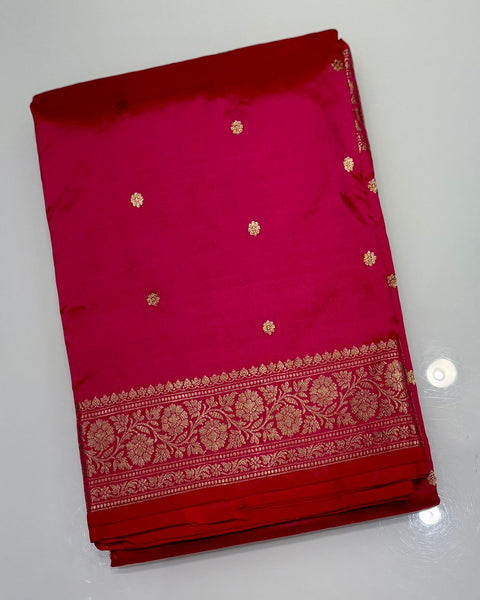 Rani Color Banarasi Silk Saree