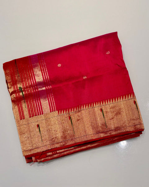 Rani Pink Pure Silk Heirloom Paithani with Single Muniya Border