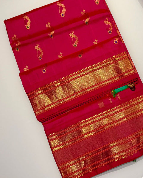 Rani Pink Pure Silk Paithani with Nath Motif & Chatai Border