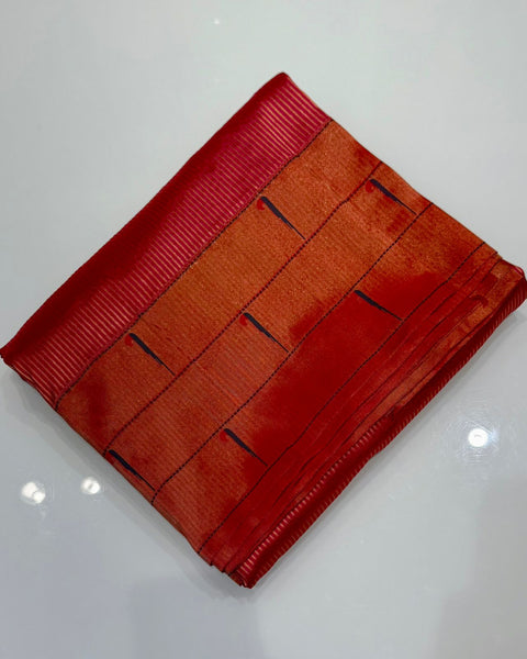 Rani Pink Triple Muniya Tissue Zari Stripes Paithani Saree