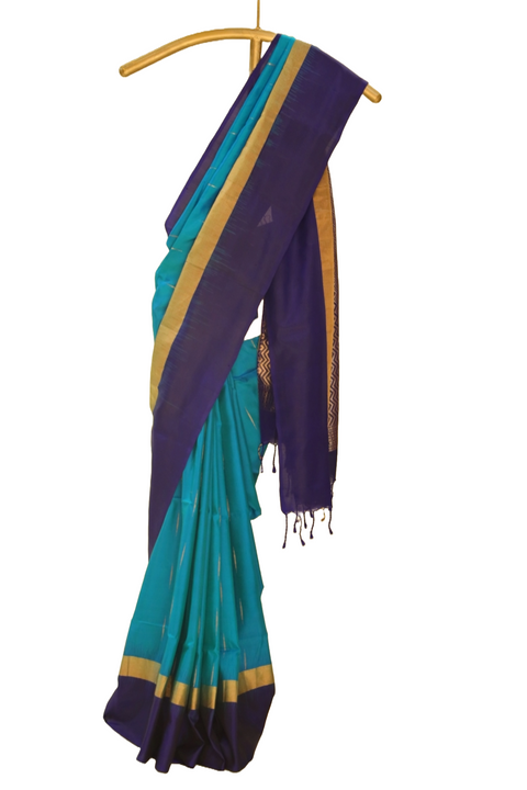 Teal Pure Soft Silk Saree