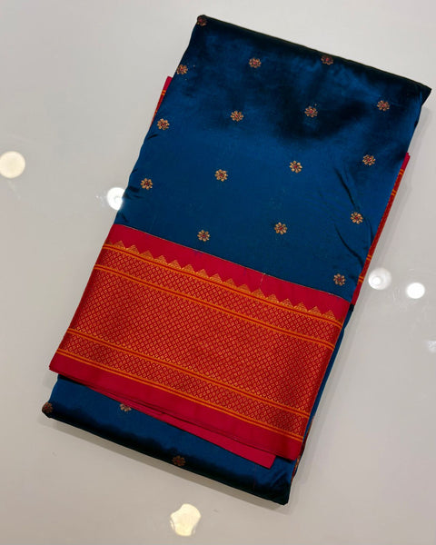 Royal Blue Semi Silk Paithani