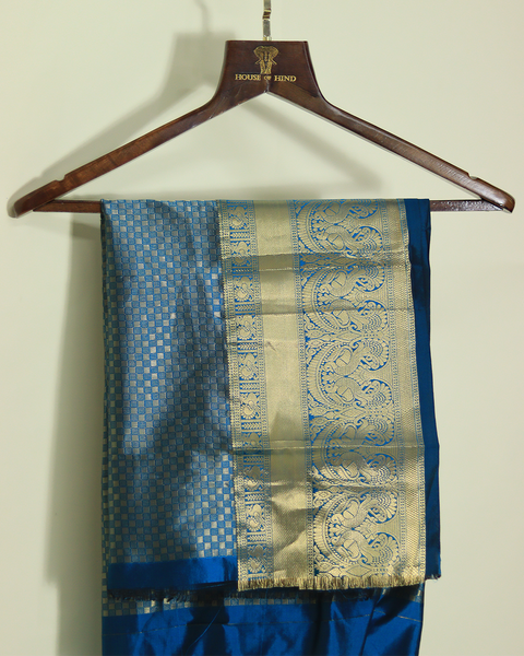 Royal Blue Colour Semi-Silk Kanjivaram Saree with Zari