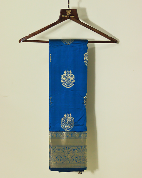 Royal Blue Colour Semi-Silk Kanjivaram Saree with Zari