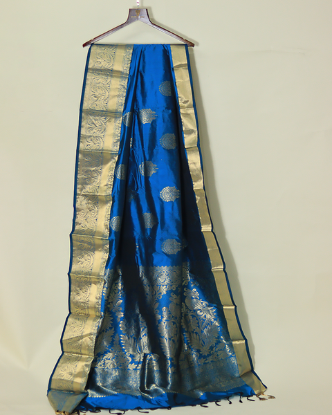 Royal Blue Colour Semi-Silk Kanjivaram Saree with Zari