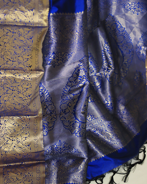 Blue Colour Semi-Silk Kanjivaram Saree for Weddings