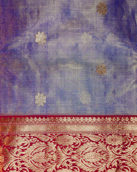 Slate Blue Chanderi Silk Saree