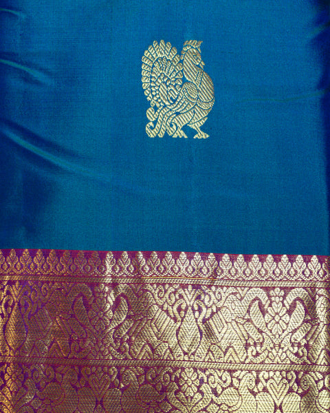 Blue Gadwal Silk Saree