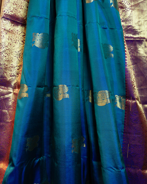 Blue Gadwal Silk Saree