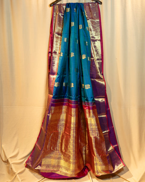 Blue Gadwal Silk Saree