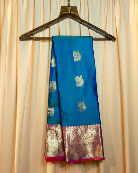 Blue Gadwal Silk Saree