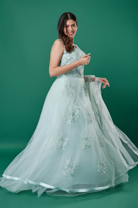 Mint Elegance Irish Mint Net Bridal Gown