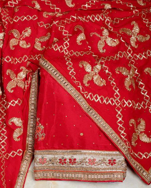 Scarlet Red Semi Stitched Suit