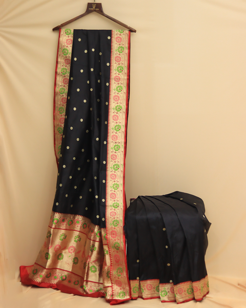 Classic Black Banarasi Saree with Designer Border