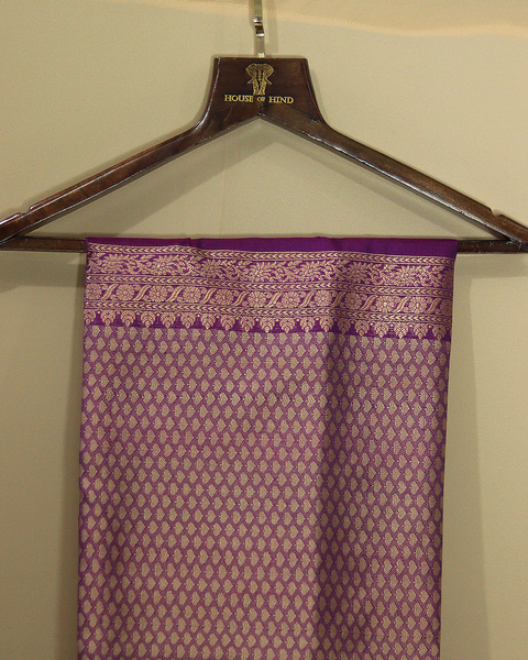 Deep Pink Banarasi Uppada Saree with Regal Purple Border