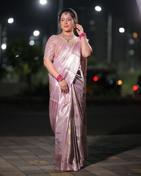 Pink Tissue Saree