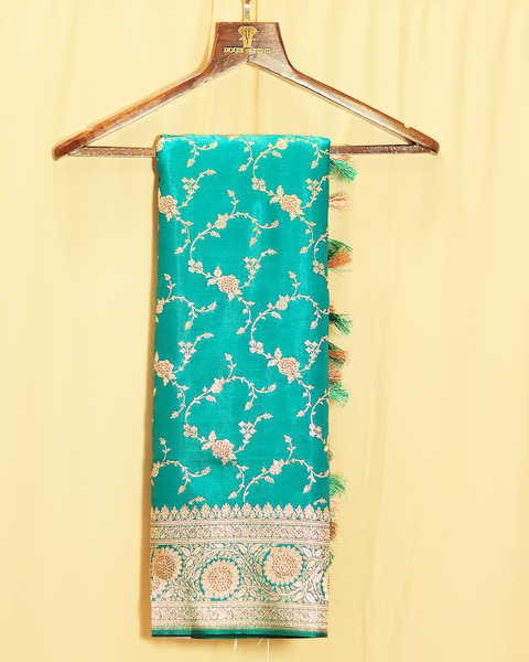 Teal Green Banarasi Silk Saree