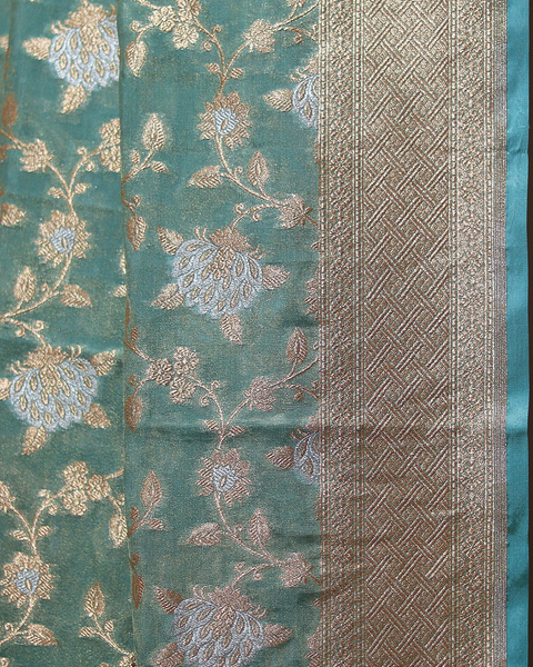 Sea Green Banarasi Uppada Saree with Zari Detailing