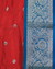 Tomato Red and Peacock Blue Semi-Silk Kanjivaram Saree with Silver Zari Border