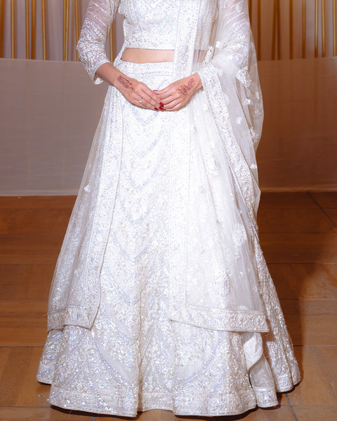 Pearl White Designer Lehenga - The Vivaah edit Reception special