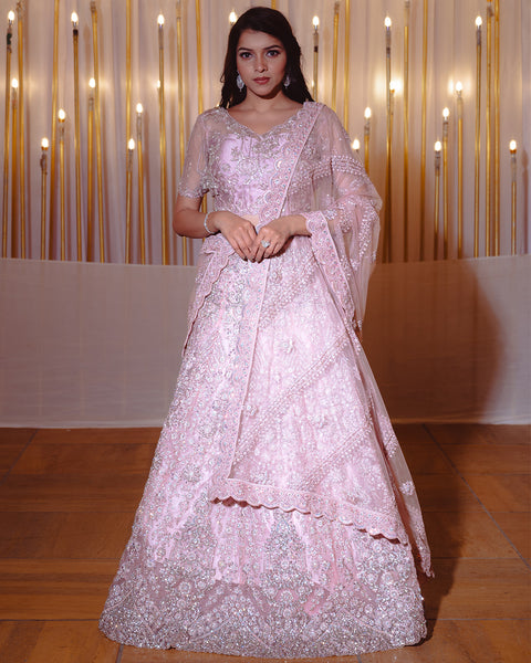 Baby Pink Designer Lehenga - The Vivaah Edit Reception special