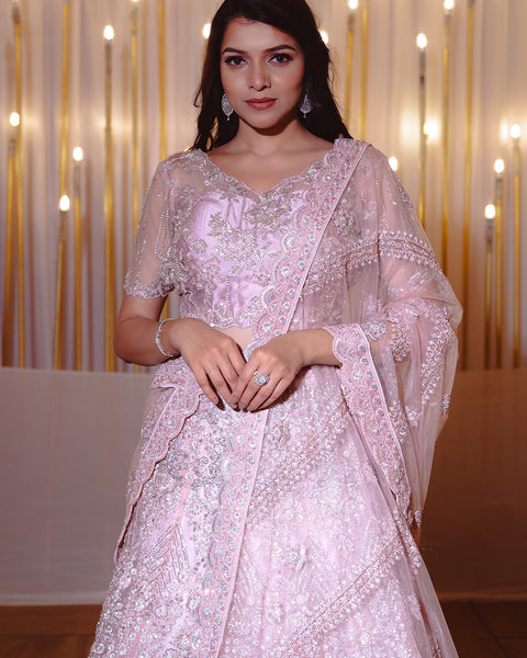 Baby Pink Designer Lehenga - The Vivaah Edit Reception special