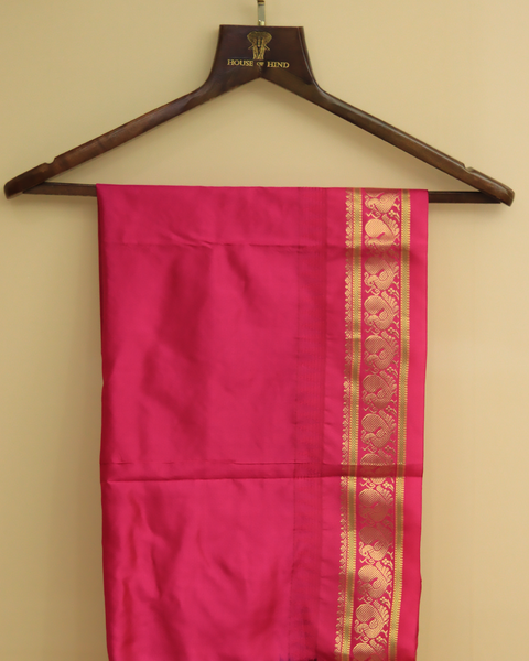 Black Paithani Saree with Rani Pink Border and Blouse