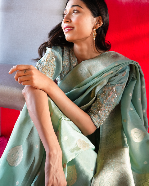 Green Tissue Banarasi Saree – A Timeless Elegance