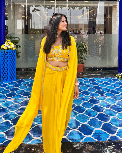 Bright Yellow Indowestern Outfit