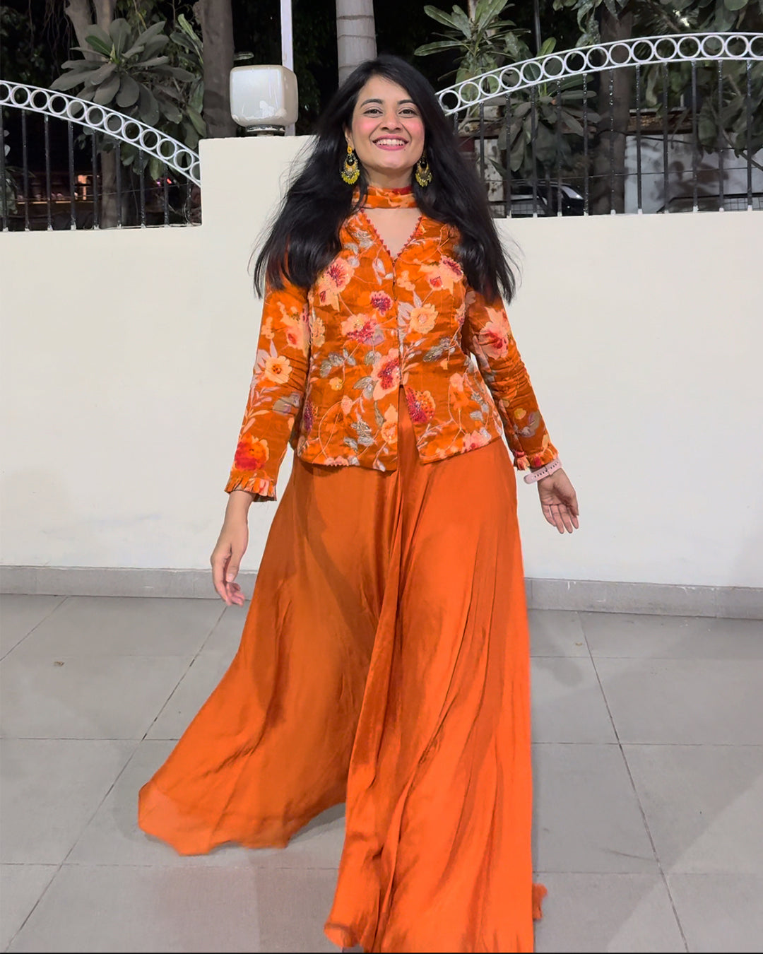 Orange Indowestern three piece Outfit – House of Hind