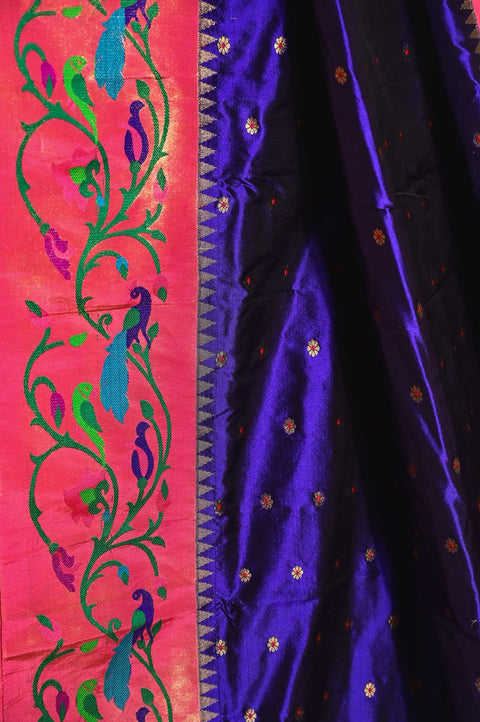 Royal Purple & Pink 9 Yards Paithani Saree in Pure Silk