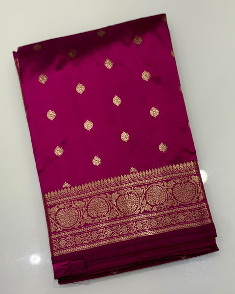 Wine Banarasi Silk Saree