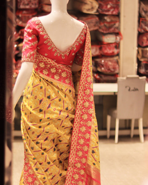 Yellow Designer Patola Saree