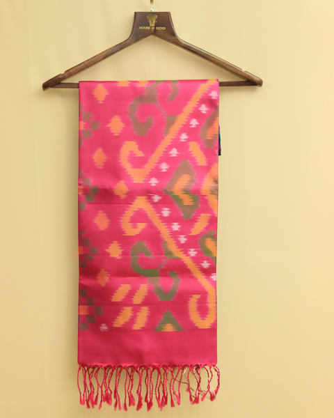 Radiant Fusions Pink Patola Saree with Blue Pallu