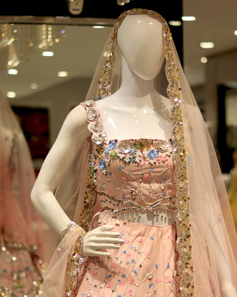 peach bridal lehenga