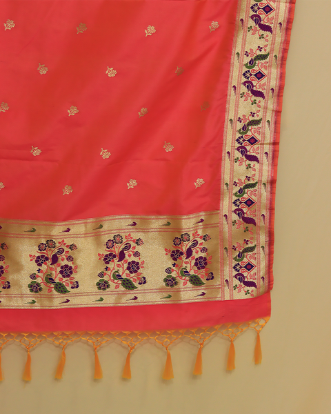 Peach Paithani Shela for Weddings