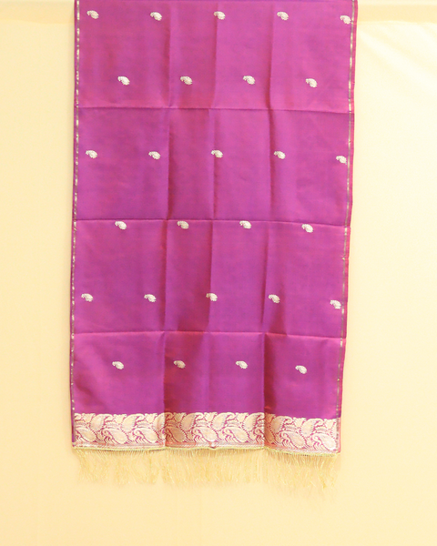 Purple Banarasi Shela with Silver Motifs