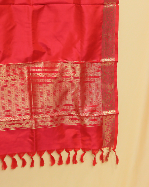 Red Banarasi Silk Shela