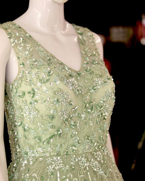 Light Green Sleeveless Long Gown