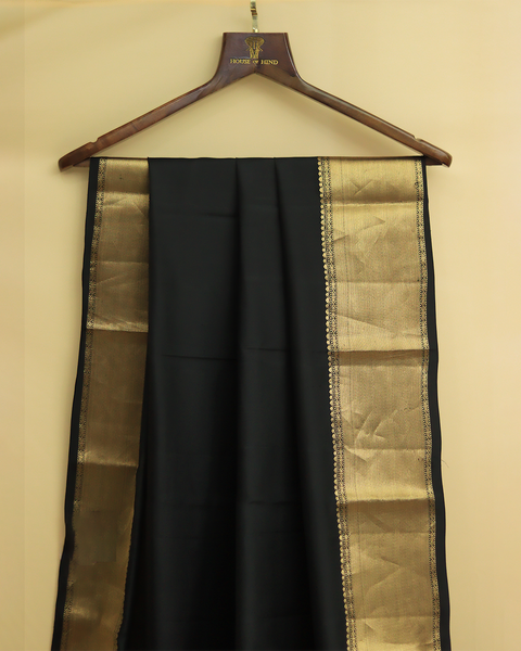 Regal Black Kanjivaram Saree with Golden Zari Border