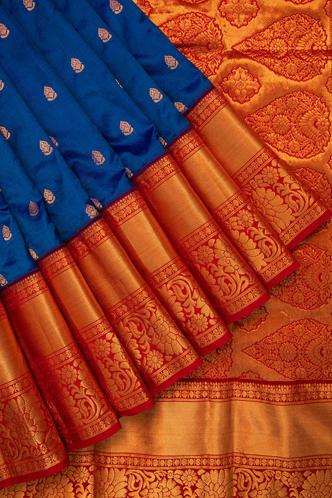 royal blue kanjivaram saree