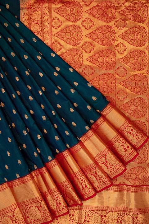 Peacock Blue Kanjivaram Saree