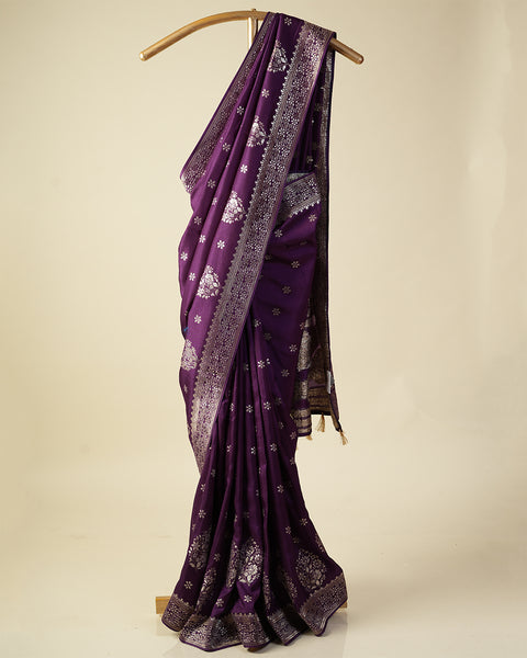 Blue Dola Silk Saree with Line Zari Work