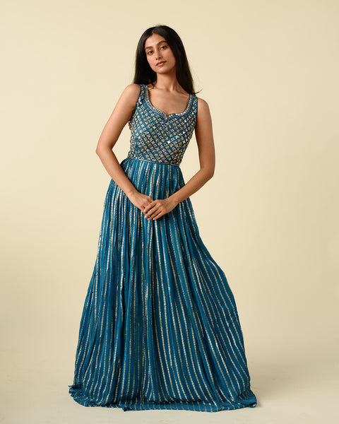 Peacock Blue Long Gown