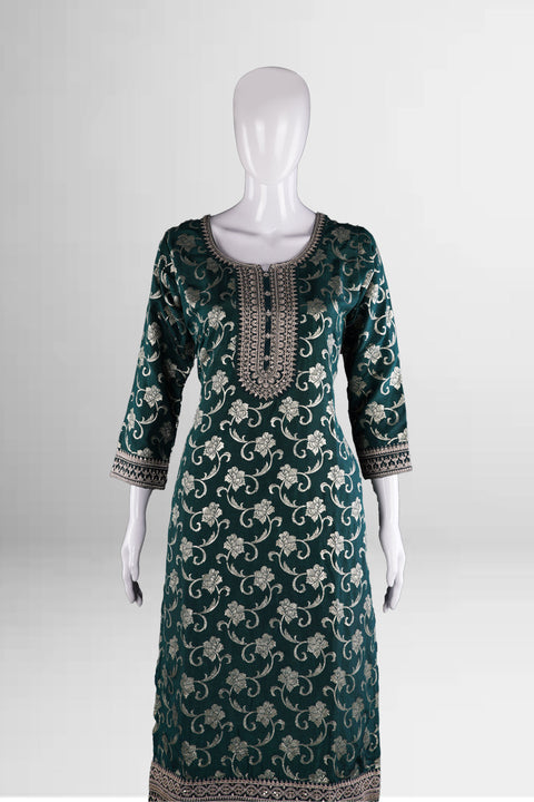 The Peacock Green Banarasi Silk Sharara Suit