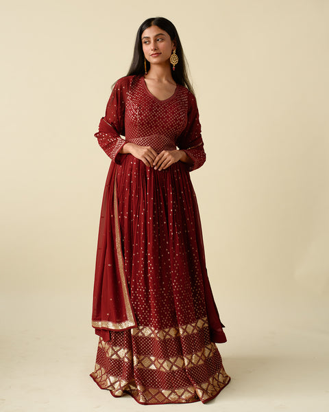 Berry Red Anarkali Suit