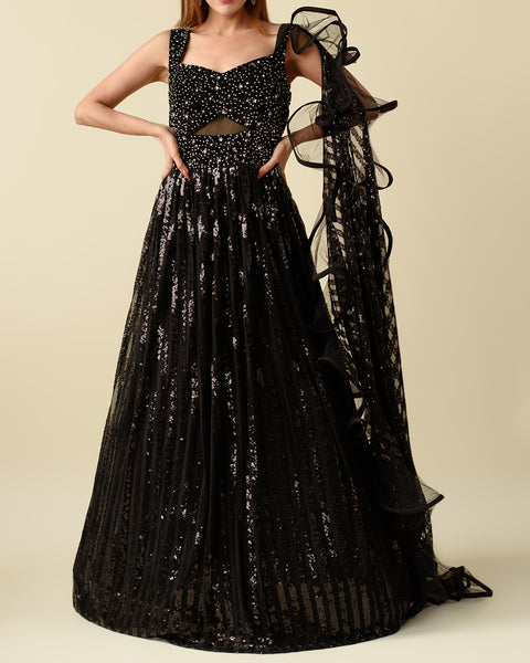 Coal Black One Piece Bridal Gown