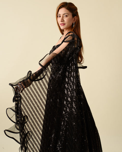 Coal Black One Piece Bridal Gown